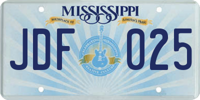 MS license plate JDF025