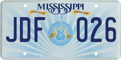 MS license plate JDF026