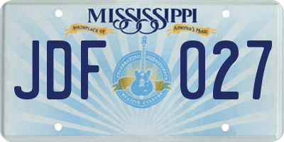 MS license plate JDF027