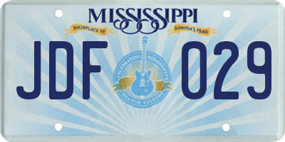MS license plate JDF029