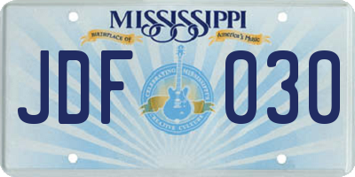 MS license plate JDF030