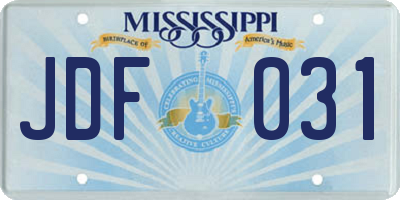 MS license plate JDF031