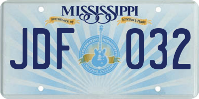 MS license plate JDF032