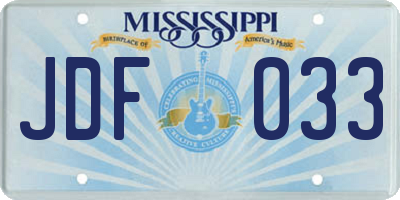 MS license plate JDF033