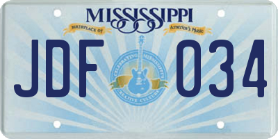 MS license plate JDF034