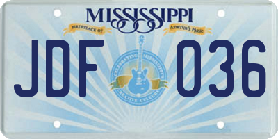 MS license plate JDF036