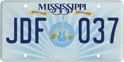 MS license plate JDF037