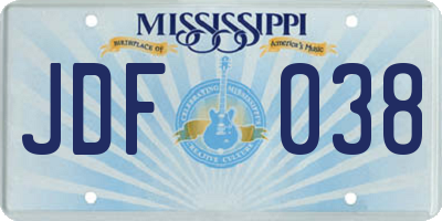 MS license plate JDF038