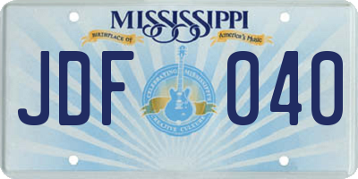 MS license plate JDF040