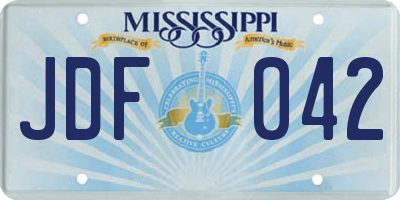 MS license plate JDF042
