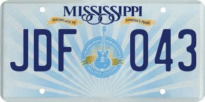 MS license plate JDF043