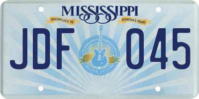 MS license plate JDF045