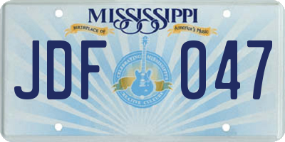 MS license plate JDF047
