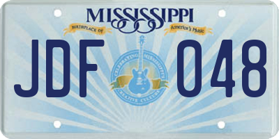 MS license plate JDF048