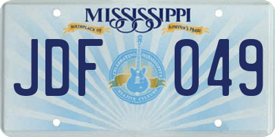 MS license plate JDF049