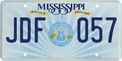 MS license plate JDF057