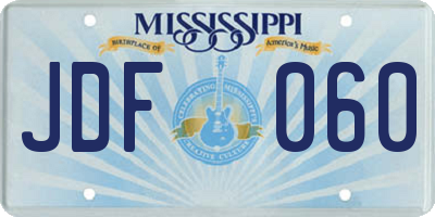 MS license plate JDF060