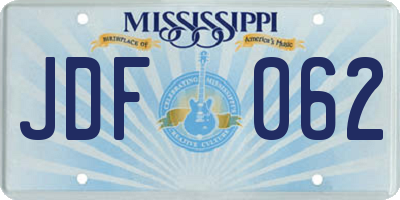 MS license plate JDF062