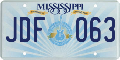 MS license plate JDF063