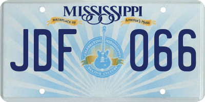 MS license plate JDF066