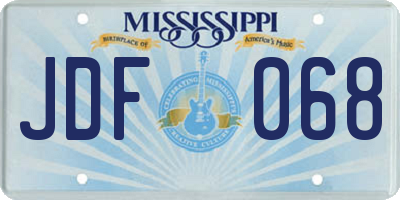 MS license plate JDF068