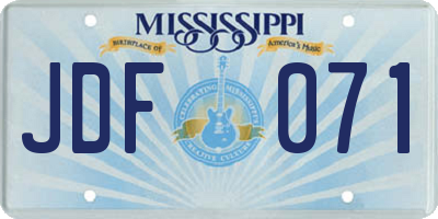 MS license plate JDF071