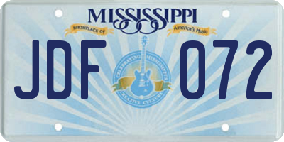 MS license plate JDF072
