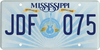 MS license plate JDF075