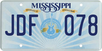 MS license plate JDF078