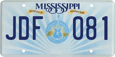 MS license plate JDF081