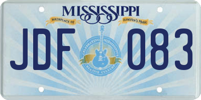 MS license plate JDF083