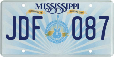 MS license plate JDF087