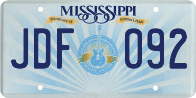 MS license plate JDF092