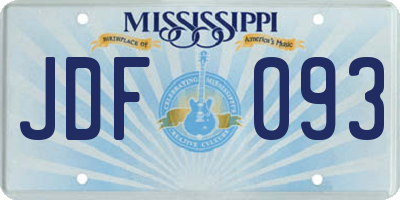 MS license plate JDF093