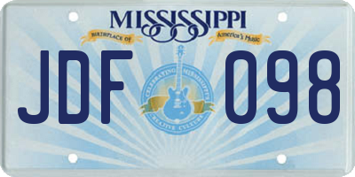 MS license plate JDF098
