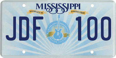 MS license plate JDF100