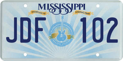 MS license plate JDF102