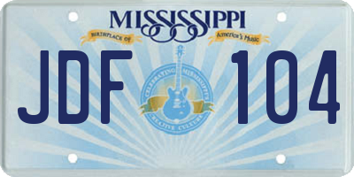 MS license plate JDF104