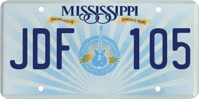 MS license plate JDF105
