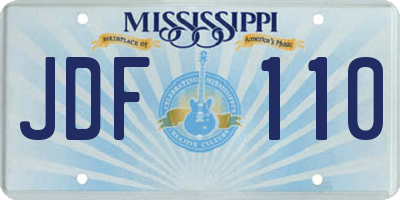 MS license plate JDF110
