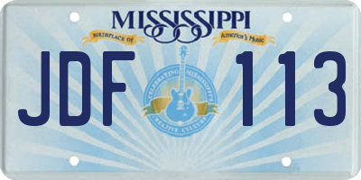 MS license plate JDF113