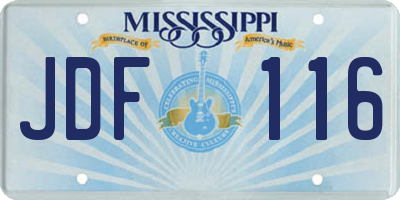MS license plate JDF116