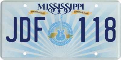 MS license plate JDF118
