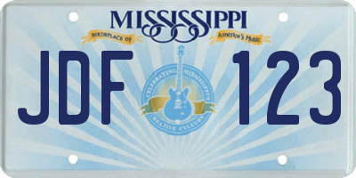 MS license plate JDF123