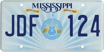 MS license plate JDF124