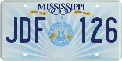MS license plate JDF126