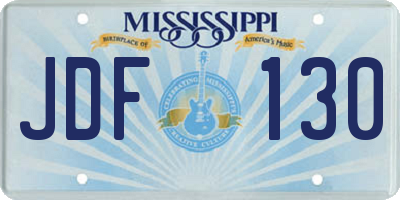 MS license plate JDF130