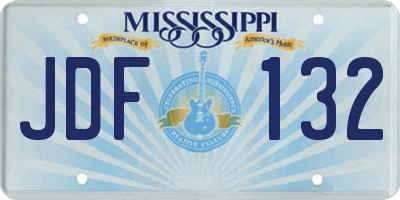 MS license plate JDF132