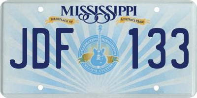 MS license plate JDF133