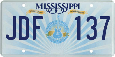 MS license plate JDF137